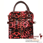 Designer Inspired Snake  Skin Messenger Style Bag w/ Stud Accent